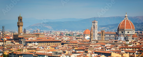 Plakat Panoramiczny widok Florencja z bazyliką Santa Maria Del Fiore, Tuscany, Włochy (Duomo)