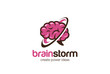 Think Brain Mind Logo vector. Brainstorm ideas Logotype icon