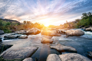 Wall Mural - roll on mountain river among the stones