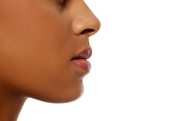 Nose, mouth, and chin of young african woman