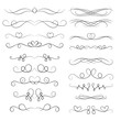 © Nata Bene - Set of decorative floral swirls elements, dividers, page decors. Hand drawn vector ornaments with heart.