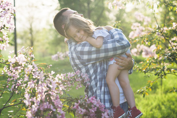 Wall Mural - father and baby on arms