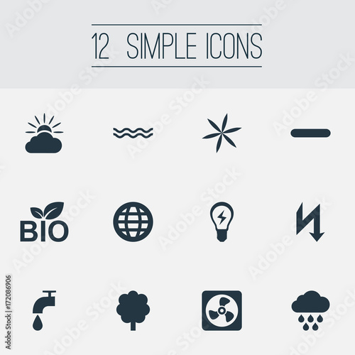 Vector Illustration Set Of Simple Energy Icons Elements Weather