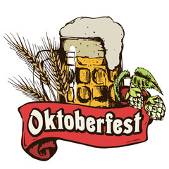 Wall Mural - Oktoberfest illustration for the German autumn beer festival. Vector