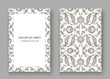 © cosveta - Arabesque vintage decor ornate pattern for design template vector. Eastern motif. Floral Frame with place for text. Silver white grey flowers for greeting card, wedding invitation, poster
