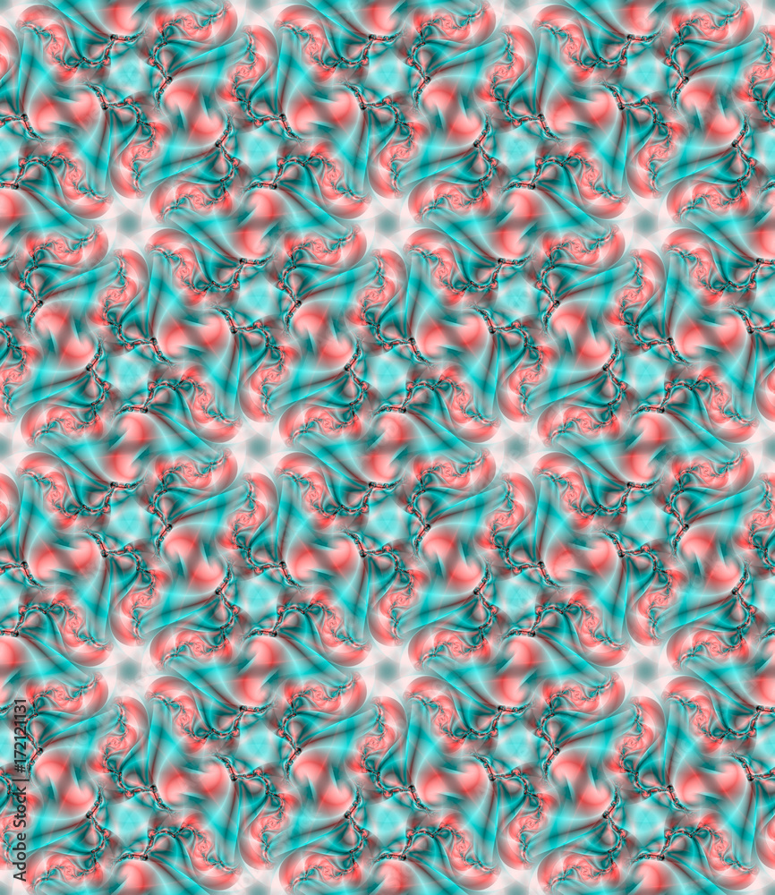 Seamless fractal flower pattern, turquoise