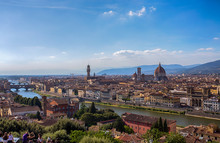 FLORENCE (FIRENZE), JULY 28, 2017 - View of Florence (Firenze), from Piazzale Michelangelo, Tuscany, Italy.