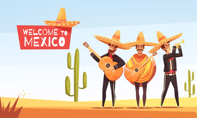 Wall Mural - Mexican Musicians Vector Illustration