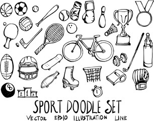 Wall Mural - Set of Sport doodle illustration Hand drawn Sketch line vector eps10