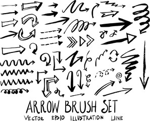 Wall Mural - Set of arrow brush doodle illustration Hand drawn Sketch line vector eps10