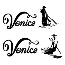 Venice Gondola, Gondolier Rowing Oar Sign. Italy Travel. Italian Man Profession. Vector Lettering Sketch Illustration. Branding Identity Corporate Logo Design Template Isolated On A White Background