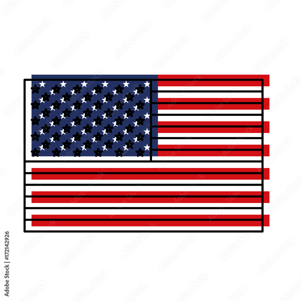 flag united states of america flat colorful watercolor silhouette vector illustration - obrazy, fototapety, plakaty 