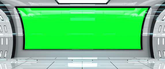 Fototapete - Spaceship bright interior with 3D rendering