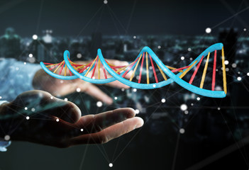 Aufkleber - Businessman using modern DNA structure 3D rendering