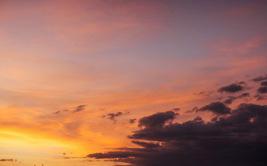 Wall Mural - Fantastic sunset in the mountains cumulus clouds.