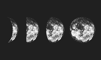 Wall Mural - moon phases dot vector background