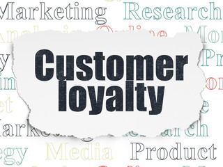 Advertising concept: Customer Loyalty on Torn Paper background