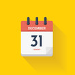 Day calendar with date December 31, 2017. Vector illustration