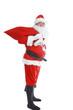 © lenets_tan - Real Santa Claus carrying big bag full of gifts, isolated on white background