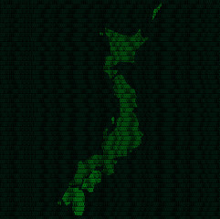 Naklejka na meble Silhouette of Japan from binary digits