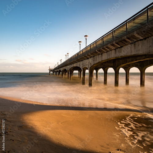 along the pier