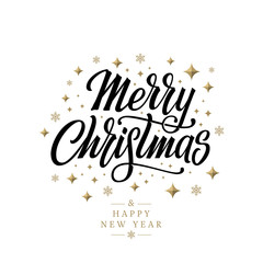 Wall Mural - Merry Christmas gold white