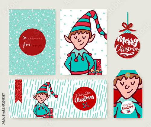 Download Christmas Holiday Card Template Cartoon Elf Set Buy This Stock Vector And Explore Similar Vectors At Adobe Stock Adobe Stock SVG Cut Files