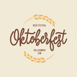 Oktoberfest beer festival typography emblem. Vector vintage illustration.