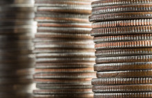 Close-up Of A Stacks Of Coins