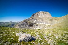 The "Throne Of Zeus" Also Known As Stefani Summit Of Mount Olympus As Seen From The Muses Plateau On A Clear Summer Day