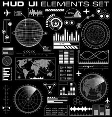 Leinwandbilder - Set of futuristic graphic user interface HUD. Infographic design UI elements and radar screens. Head up display vector illustration.