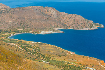 Wall Mural - Beautiful greek seascape at sunny day. Place of north Crete, east of Agios Nikolaos