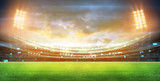 Fototapeta Sport - lights at night and stadium 3d render,