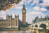 Fototapeta Big Ben - London Europe travel destination. Autumn scenery of Big Ben and Houses of parliament with Westminster bridge in London, England, Great Britain, UK.
