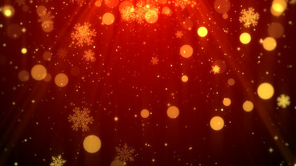 Wall Mural - christmas background (red theme) with snowflakes, shiny lights in stylish and elegant theme.