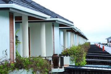 Sticker - Modern beach houses at tropical resort