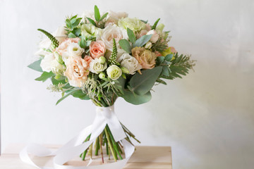 Bridal bouquet. A simple bouquet of flowers and greens