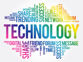 Poster - technology word cloud collage, business concept background