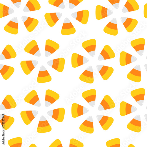 Hy Candy Corn Seamless Pattern Round Flower Shape Candy Corn Seamless Pattern Round Flower Shape Wring Paper Textile Template Print Flat Design White Background