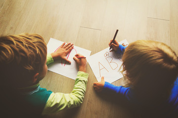 Wall Mural - kids write letters, do homework