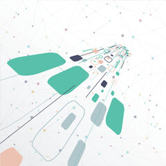Poster - Abstract lines connection technology colorful with geometric perspective, Vector illustration