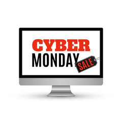 Sticker - Cyber Monday sale design on computer monitor.