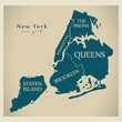 Modern City Map - New York city of the USA with boroughs and titles