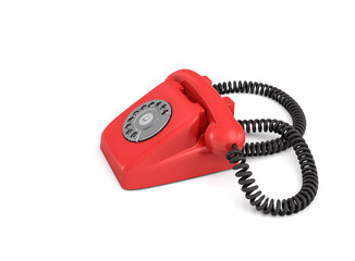 Wall Mural - 3d rendering of an old-fashioned rotary phone isolated on white background.