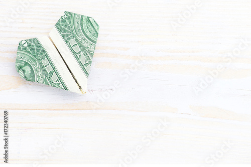 Origami Heart Of Banknote Origami Made Of A Dollar Bill On