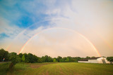 Fototapeta Tęcza - Rainbow in the countryside