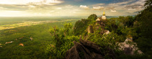 Panoramic Shot : Wat Chalermprakiat Prajomklao Rachanusorn Chedis On The Mountain Top, Lampang Province, Thailand