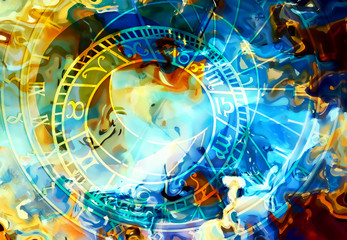 Fotomurali - astrological symbol Zodiac. Abstract color background. Computer collage.