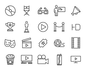 Wall Mural - Premium set of cinema line icons.