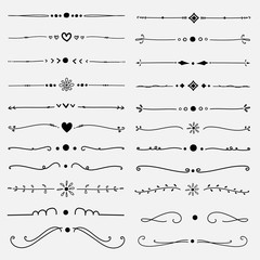set of decorative calligraphic elements for decoration. handmade vector illustration.
